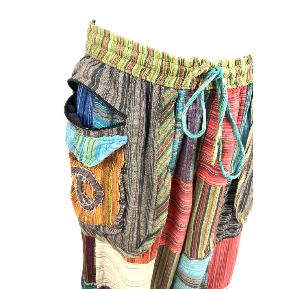 Rising international pants patchwork 70s hippie b… - image 2